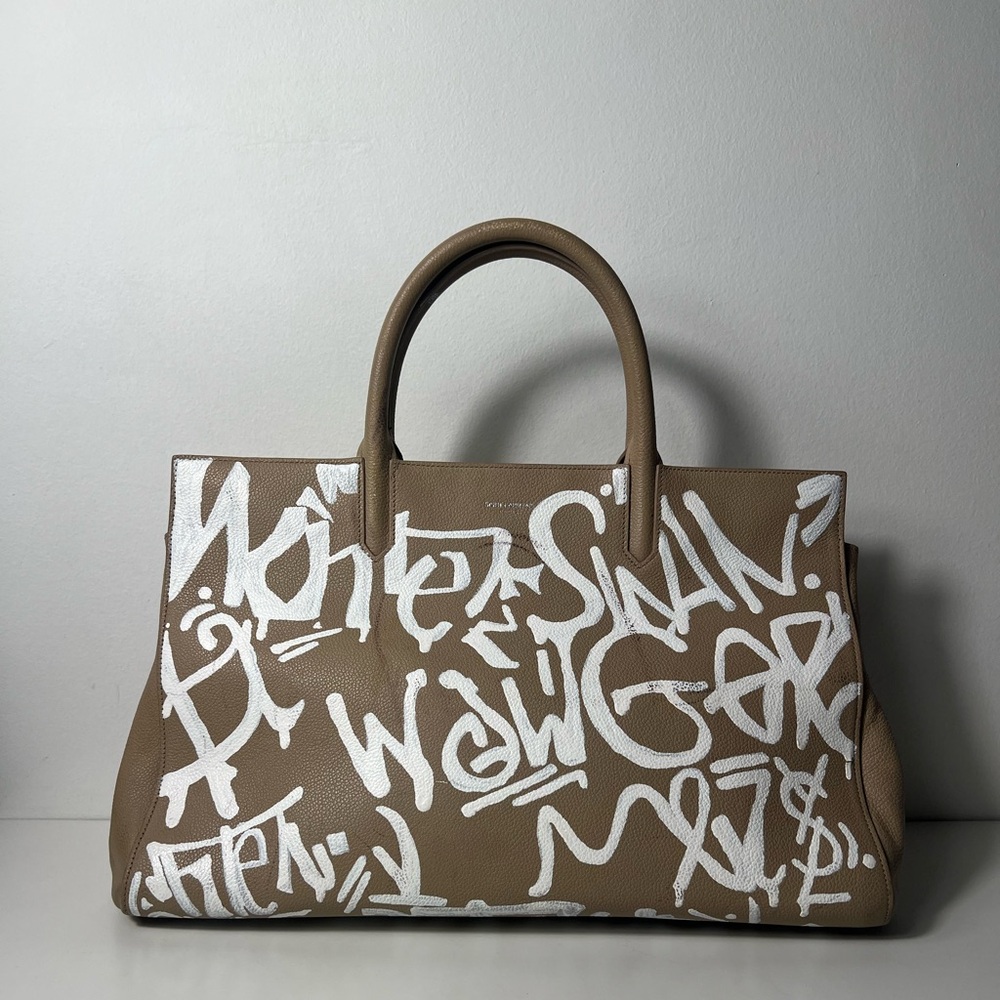 Saint Laurent YSL Rive Gauche 2Way Graffiti Top Handle Crossbody Tote Bag Purse - Picture 5 of 13